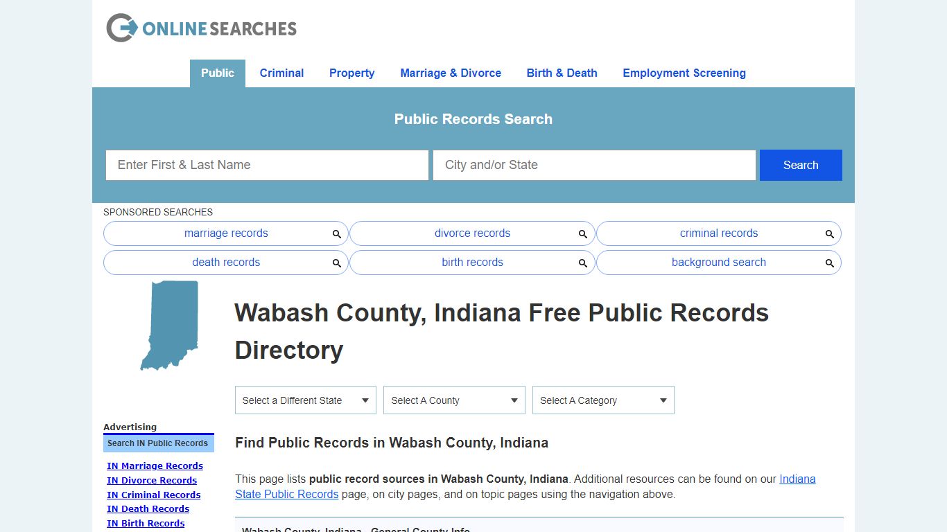 Wabash County, Indiana Public Records Directory